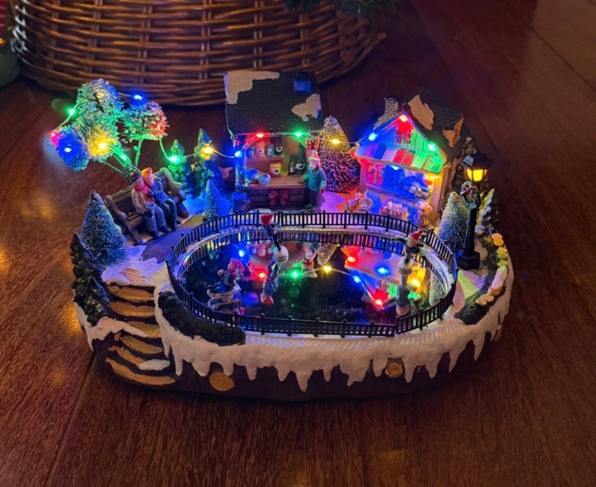 Schaatsbaan kerst decoratie, miniatuur, Ophalen of Verzenden, Zo goed als nieuw