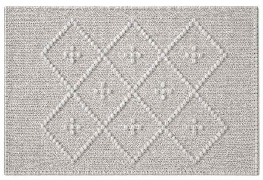 NACO vloerkleed Diamond Wool Rug licht grijs 100 x 150 cm, Grijs, Ophalen of Verzenden, Zo goed als nieuw, Kleed of Kussen