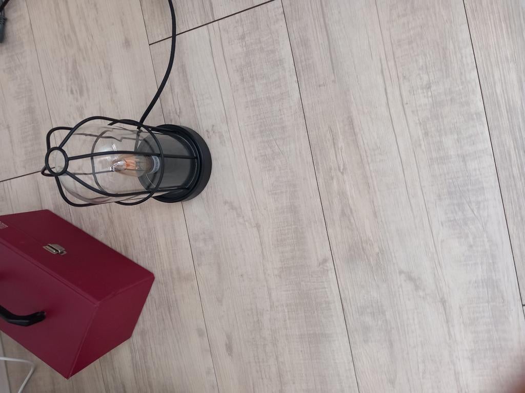 Industriële Tafellamp - Zwart Metaal met Edison Lamp, Ophalen of Verzenden, Zo goed als nieuw, Industrieel