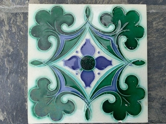 art nouveau tegel Société Morialmé, Ophalen of Verzenden