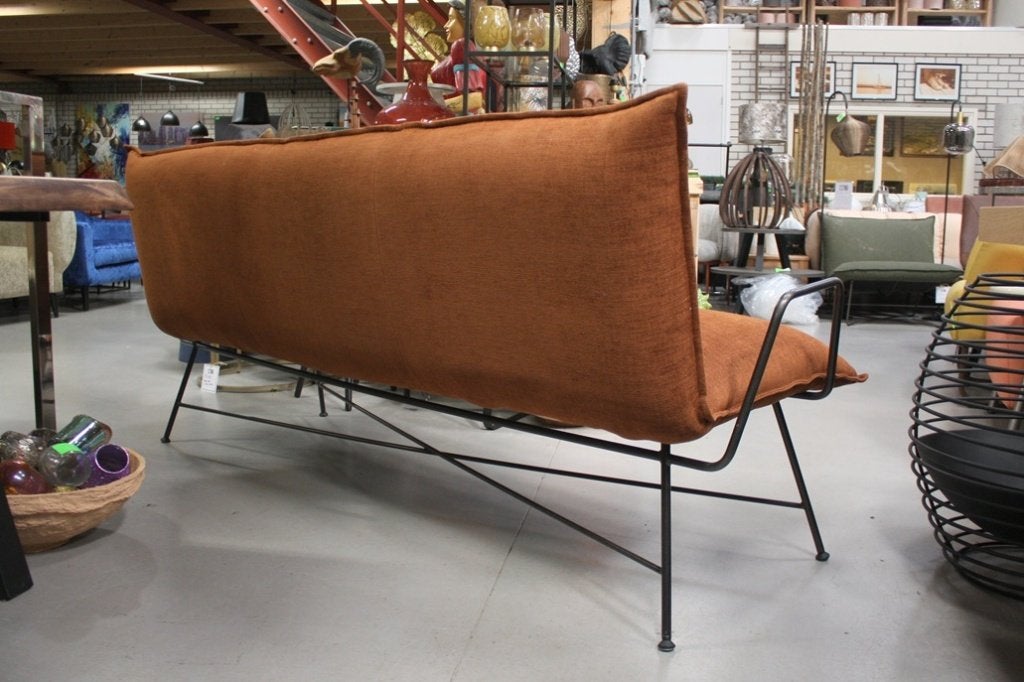 Luxe eetkamerbank Vidar Jess design stof roest eetbank bank, Ophalen, Zo goed als nieuw, Metaal, Vijf, Zes of meer stoelen