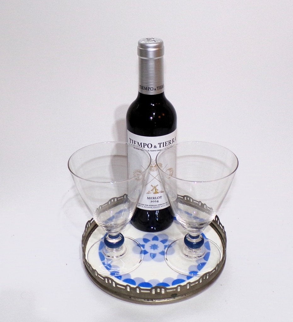 Art deco plateel dienblad met nikkelen rand, Ophalen of Verzenden