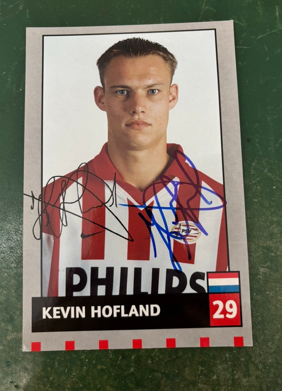 Gesigneerde spelerskaart Kevin Hofland PSV 00-01, Ophalen of Verzenden, Zo goed als nieuw, PSV, Spelerskaart