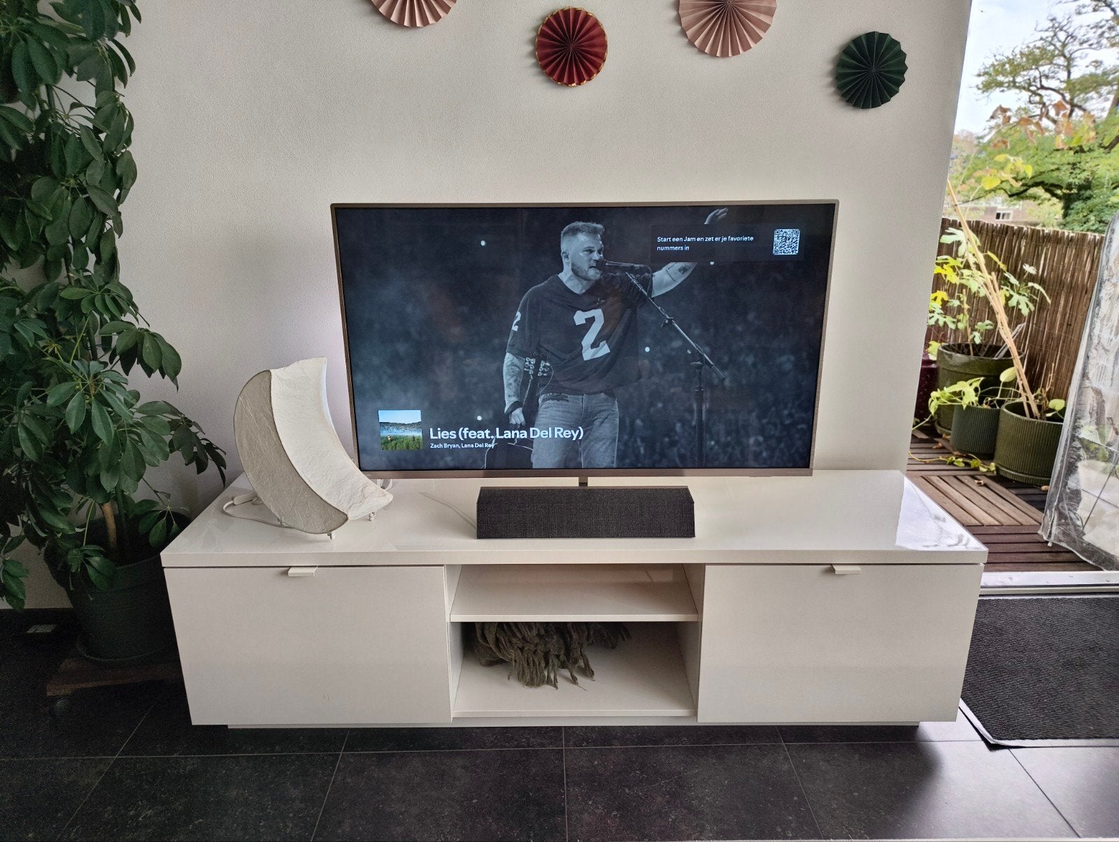 Wit hoogglans IKEA tv-meubel, Ophalen, 100 tot 150 cm, Zo goed als nieuw, Minder dan 100 cm
