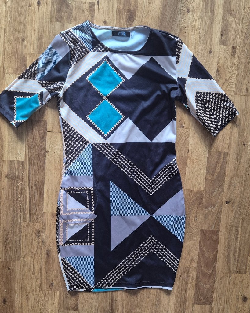Nieuw elastisch jurkje CBR, valt als S/M, Kleding | Dames, Maat 38/40 (M), Bruin, Nieuw, Boven de knie
