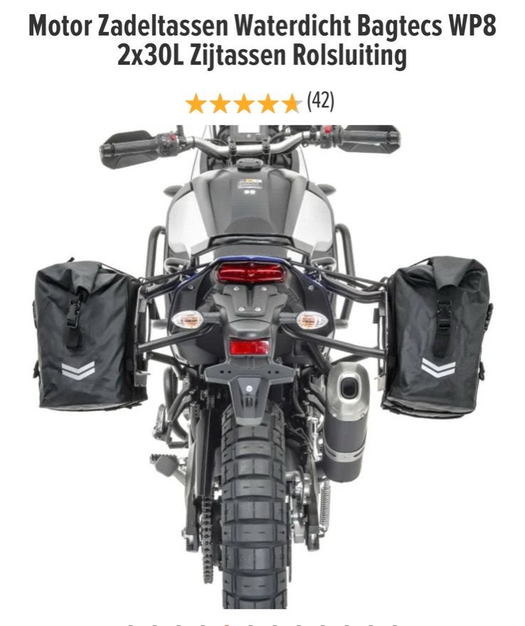Motor Zadeltassen Waterdicht Bagtecs WP8 2x30L Zijtassen, Motoren, Accessoires | Koffers en Tassen, Nieuw, Ophalen of Verzenden