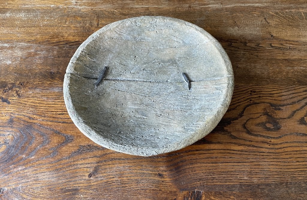 Bijzondere decoratie schaal lijkt op versteend hout, Ophalen, Zo goed als nieuw, Rond, Steen of Aardewerk