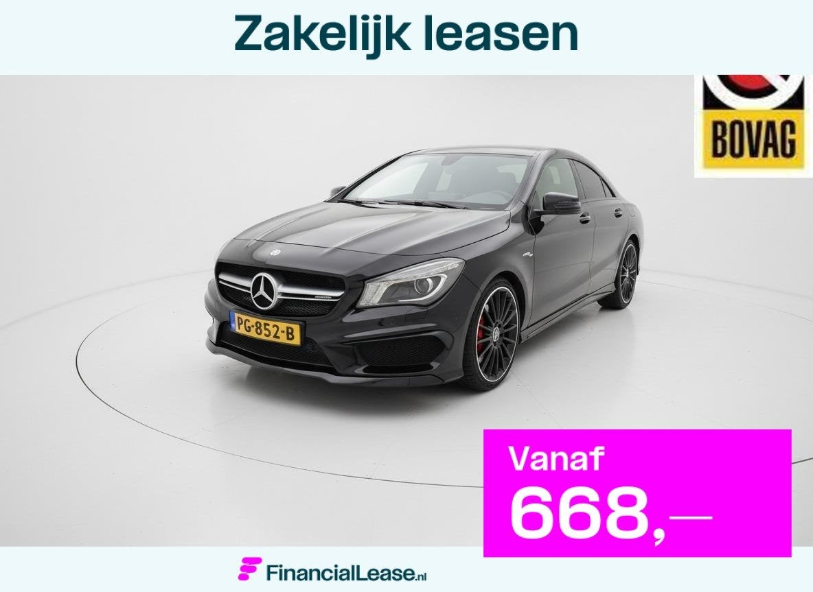 Mercedes CLA AMG 45 4MATIC 2016 381PK/H&K/CRUISE/LEDER/NIGHT, Automaat, CLA, Gebruikt, 4 cilinders