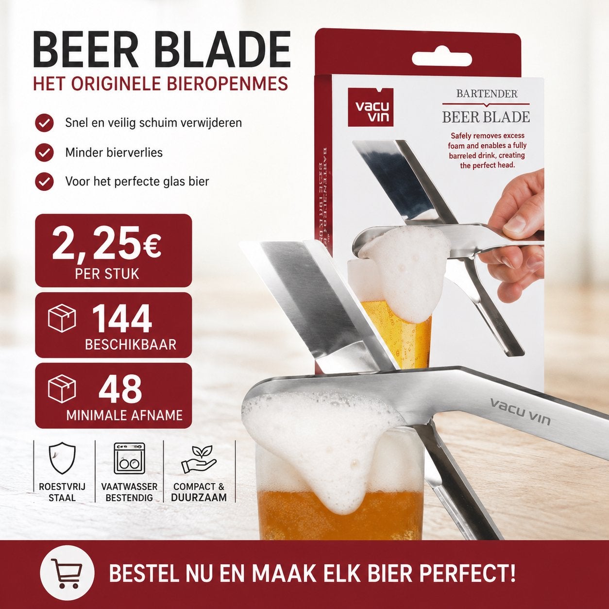 Vacu Vin Beer Blade - Het originele bieropenmes, Ophalen of Verzenden
