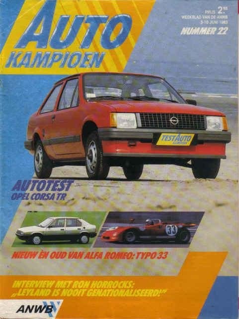 Autokampioen 22 1983 : Alfa Romeo 33 - Opel Corsa 1.0S, Ophalen of Verzenden, Gelezen, Algemeen
