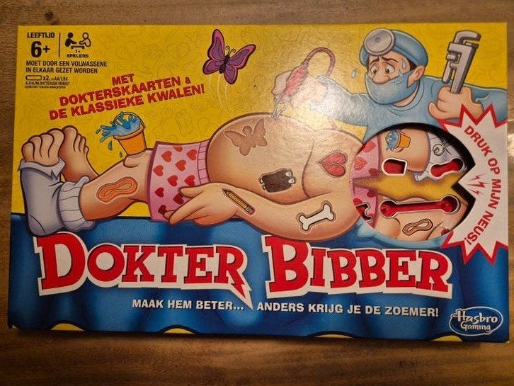 Dokter Bibber - Het klassieke gezelschapsspel van Hasbro, Een of twee spelers, Ophalen of Verzenden, Gebruikt, Hasbro Gaming