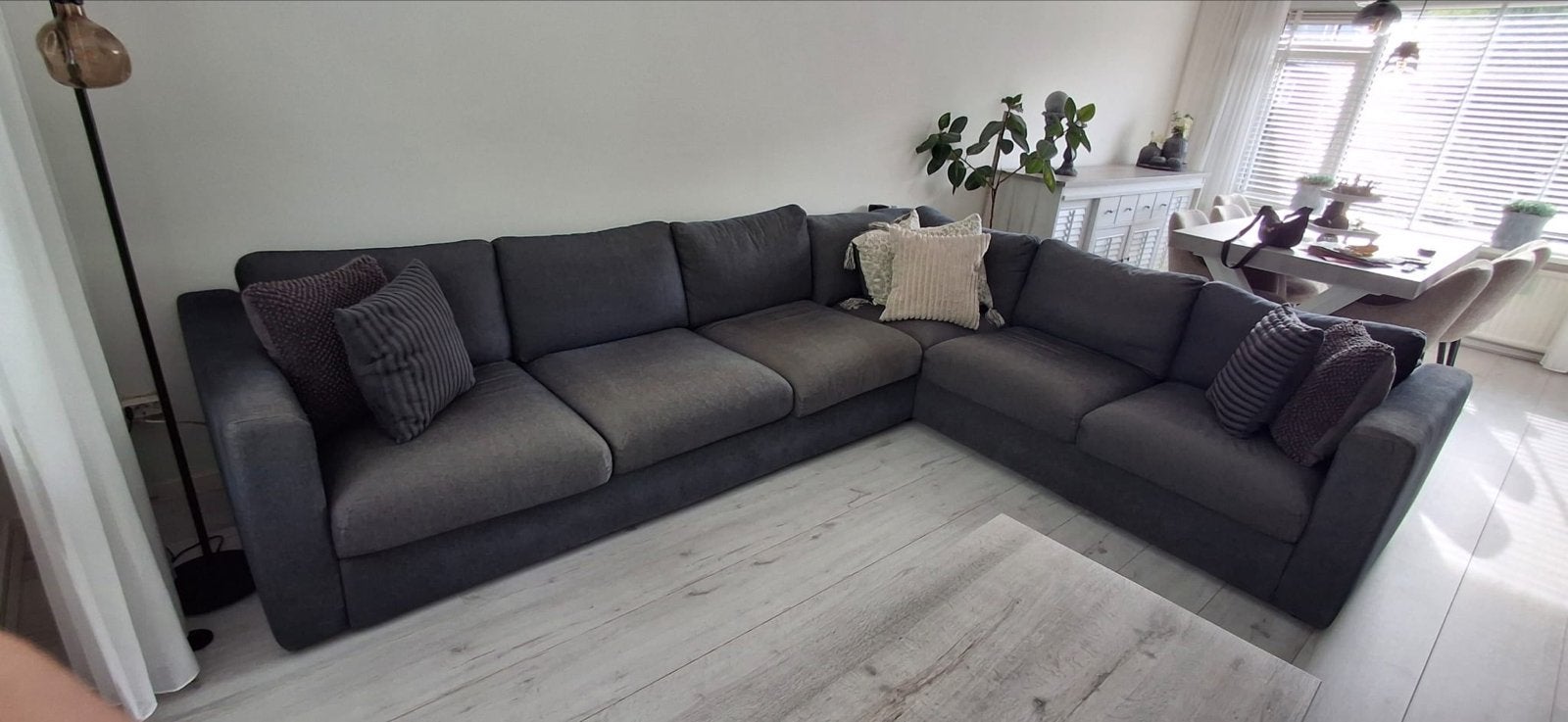 Comfortabele donkergrijze hoekbank, Ophalen, Hoekbank, 300 cm of meer, 75 tot 100 cm