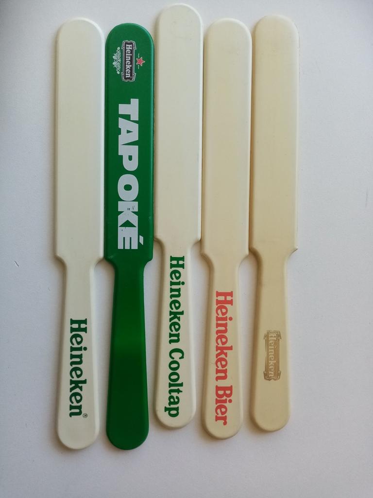 5 Heineken afschuimers, Ophalen of Verzenden, Zo goed als nieuw, Glas of Glazen, Heineken