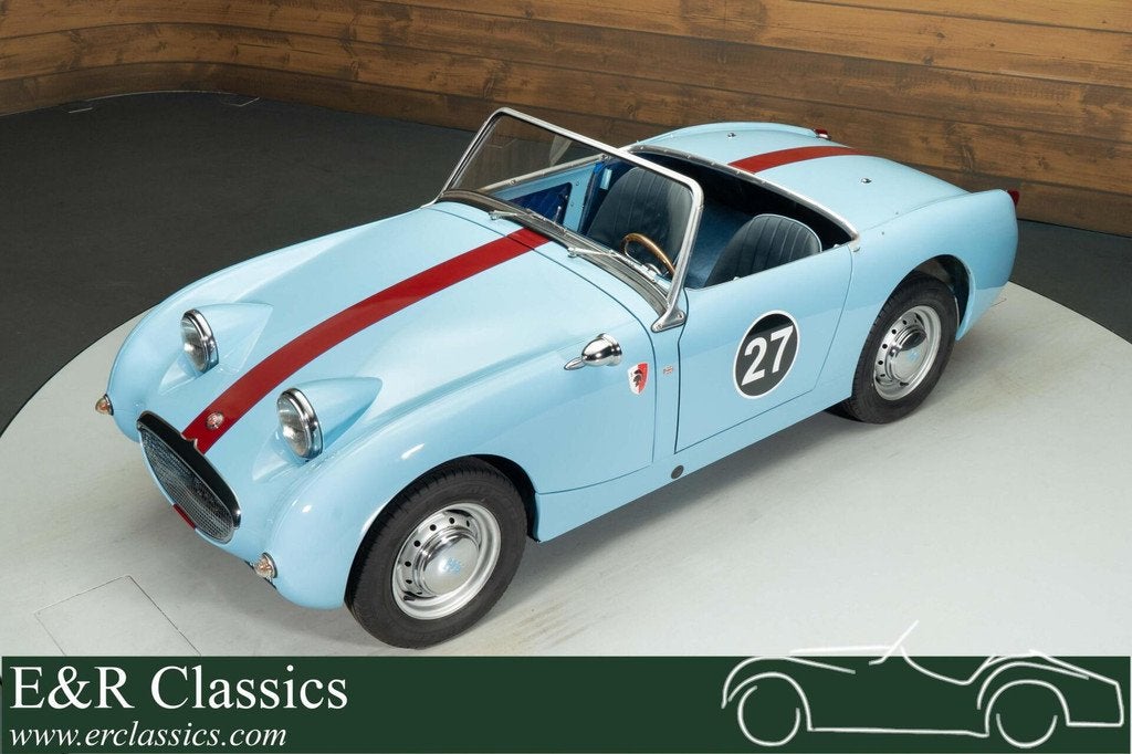Austin-healey Sprite MK1 Frogeye Cabriolet | 1959, Auto's, Oldtimers, Cabriolet, Blauw, Leder, Bedrijf
