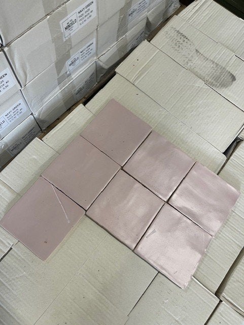 Wandtegel 13x13 Roze Mat — Handgemaakte look | €29,95 p/m², Keramiek, Overige typen, Nieuw, Ophalen of Verzenden