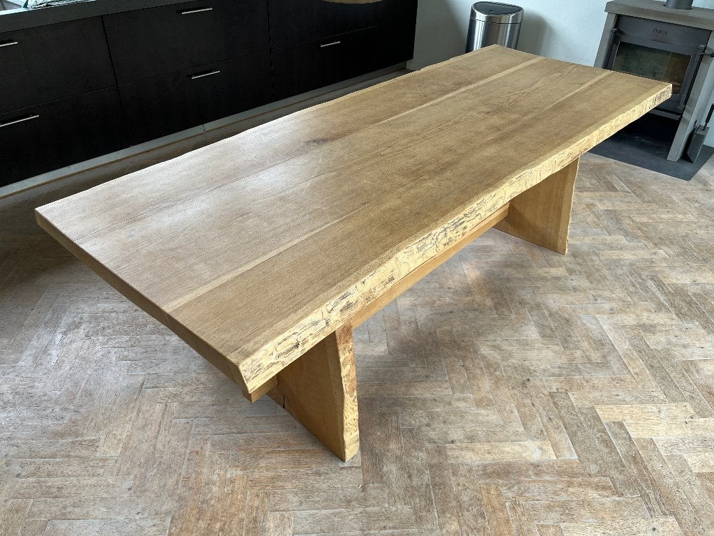Robuuste Eiken Boomstamtafel, Ophalen, Gebruikt, Eikenhout, 200 cm of meer