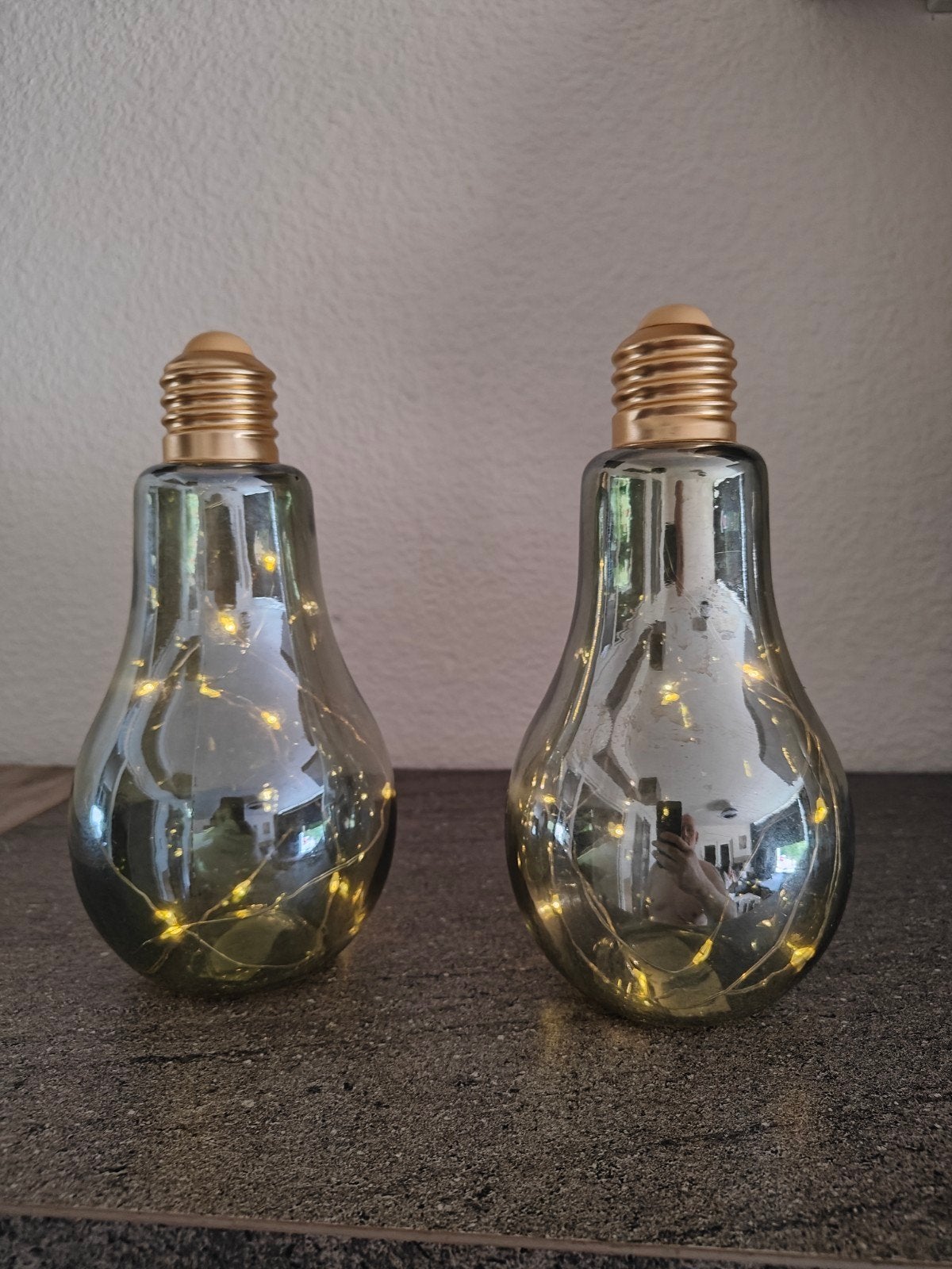 LED Gloeilamp Glas Staand 2 Stuks - Decoratieve Verlichting, Overige merken, Grijs, Overige fittingen, Ophalen of Verzenden
