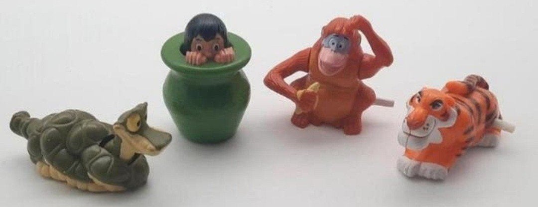 McDonalds Jungle Book 4 figuren uit 1989, Verzamelen, Ophalen of Verzenden, Leeuwenkoning of Jungle Boek, Gebruikt, Beeldje of Figuurtje