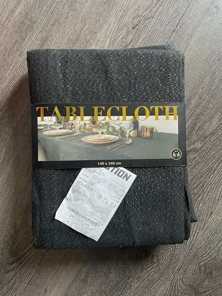 Zwart gouden tafelkleed 140 x 240 cm, Huis en Inrichting, Ophalen of Verzenden, Nieuw, Rechthoek, Binnen