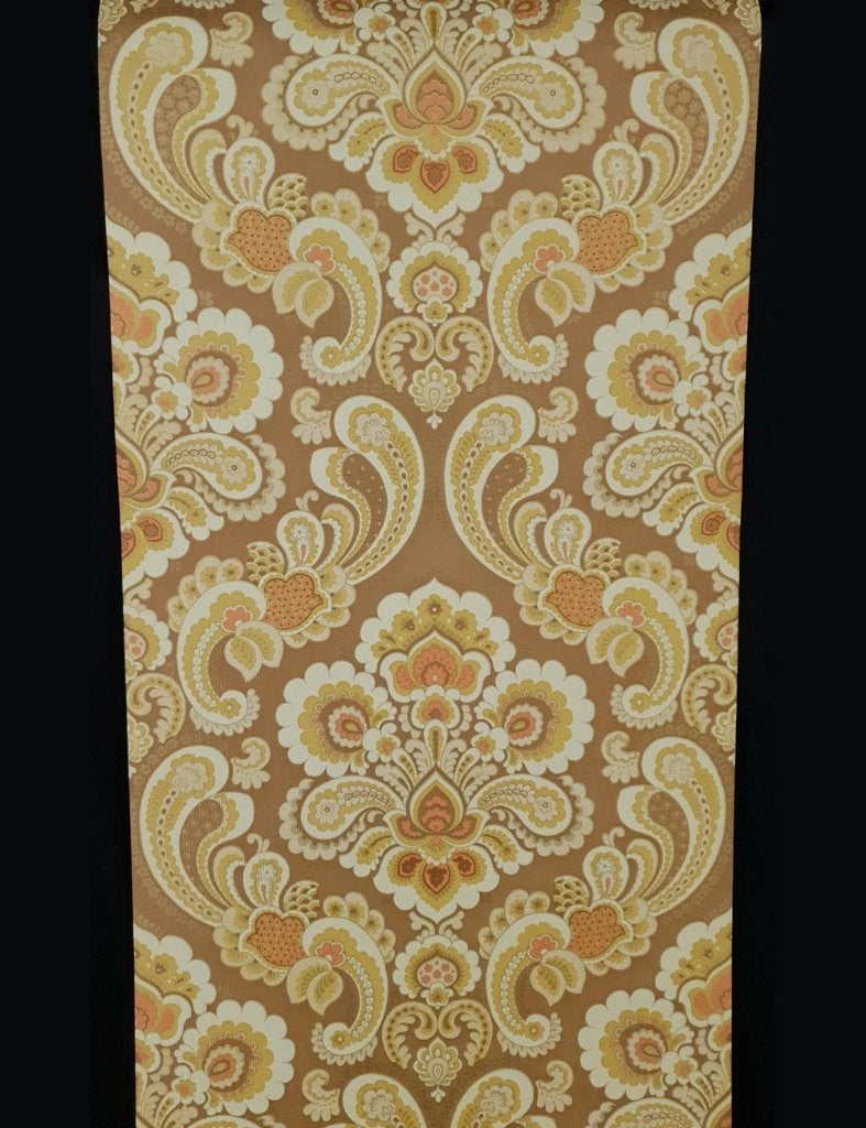 3552 barok vintage behang ornament seventies stijl swiet, Ophalen of Verzenden, Bruin