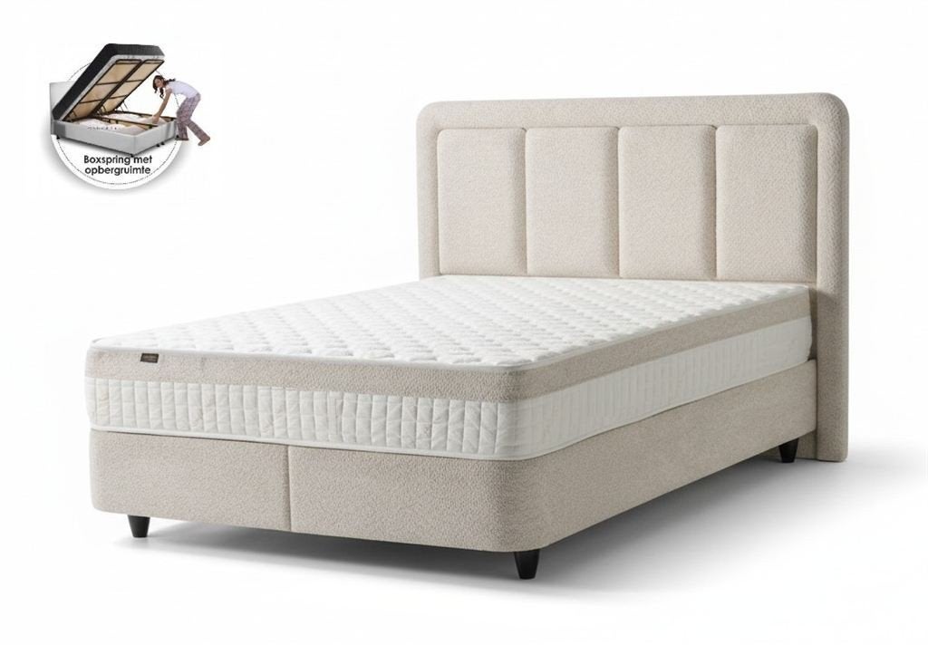 Aanbieding-Boxspring Vesper Opbergbed – Luxe Zachte Stof, Li, Ophalen, 180 cm, Hout, Nieuw