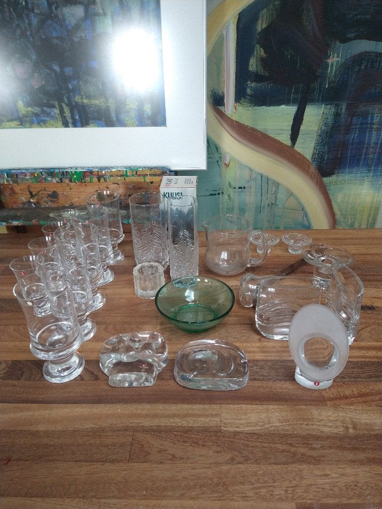 Diverse vintage Iittala objecten en servies - puntgaaf, Ophalen, Vaas, Glas