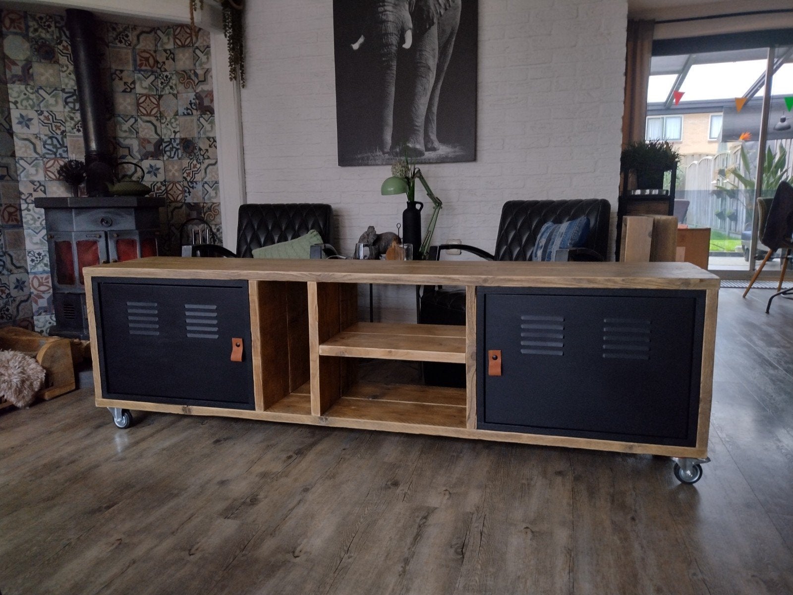 Tv meubel steigerhout 2 meter, Huis en Inrichting, Kasten | Televisiemeubels, 150 tot 200 cm, Nieuw, Ophalen of Verzenden, Minder dan 100 cm