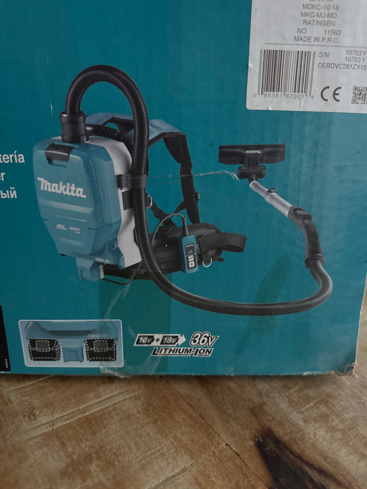 Makita DVC261ZX15 Draadloze Rugstofzuiger - Nieuw in Doos, Witgoed en Apparatuur, Stofzuigers, Stofzak, Ophalen of Verzenden, Industriële stofzuiger