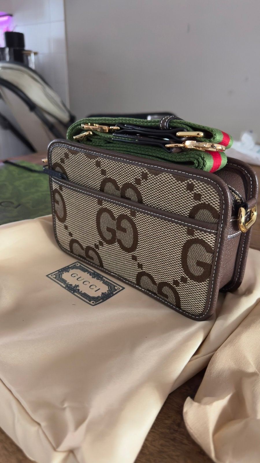 Gucci jumbo messengerbag, Ophalen of Verzenden, Nieuw, Beige, Overige merken