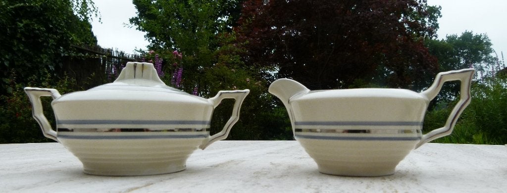 Mooi Art Deco Roomstel Grijs + Zilveren Bies plus K + S, Overige merken, Klassiek, Overige typen, Nieuw