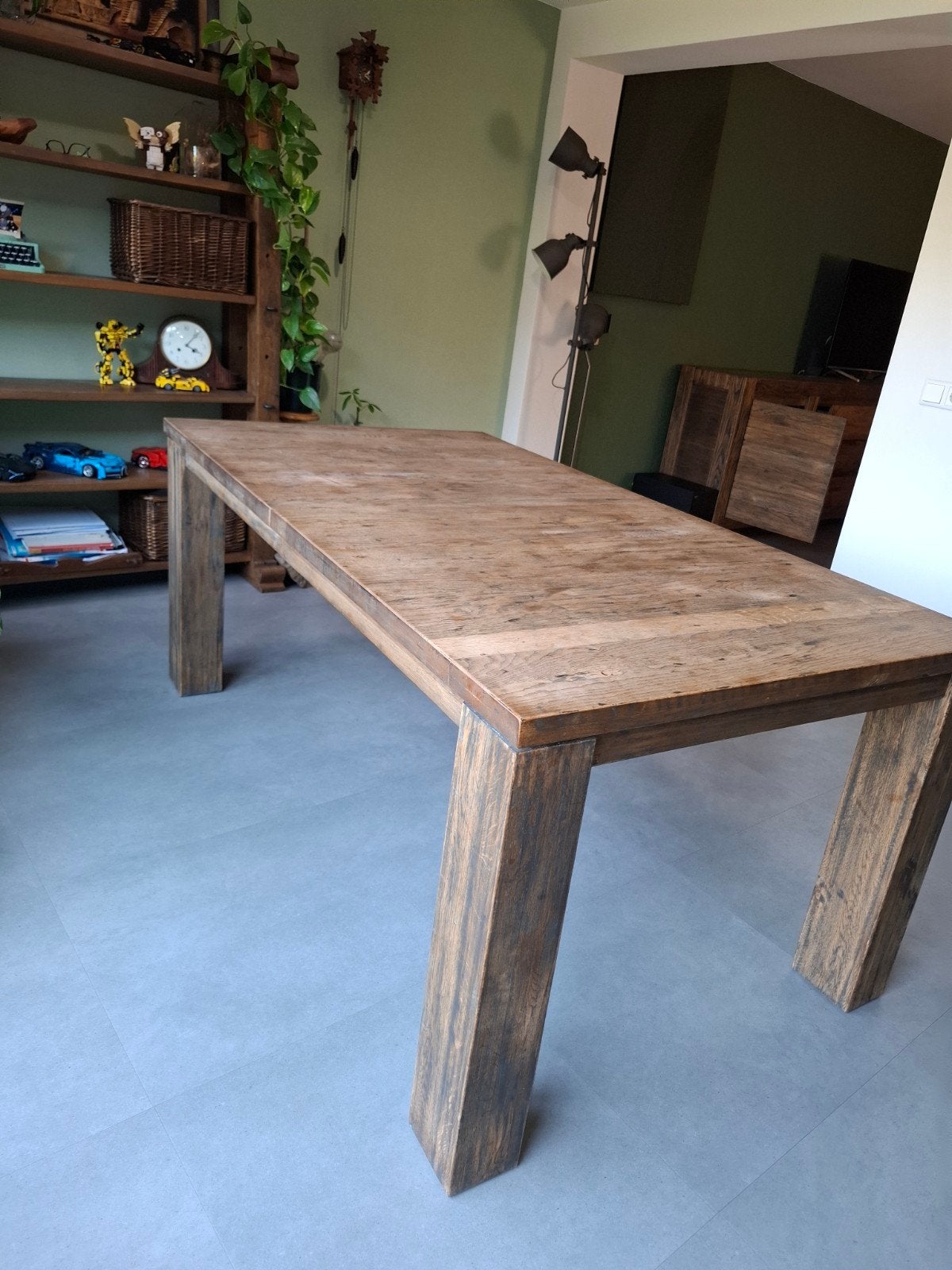 Zware Eiken Eettafel - Verstelbaar (180/224/270cm), Ophalen, Gebruikt, 100 tot 150 cm, Eikenhout