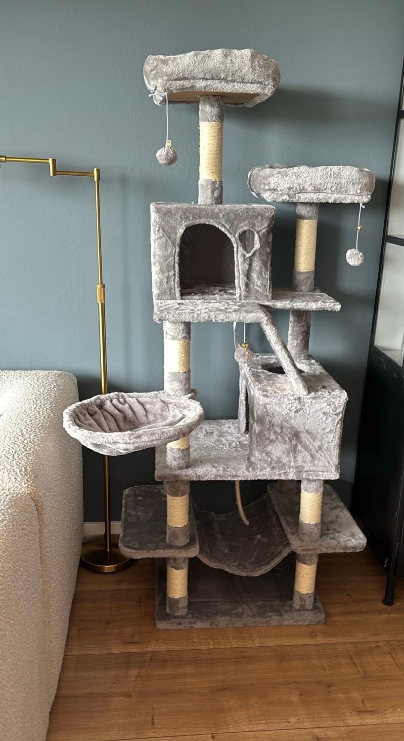 Grote grijze katten krabpaal voor krabben/slapen/spelen, Ophalen