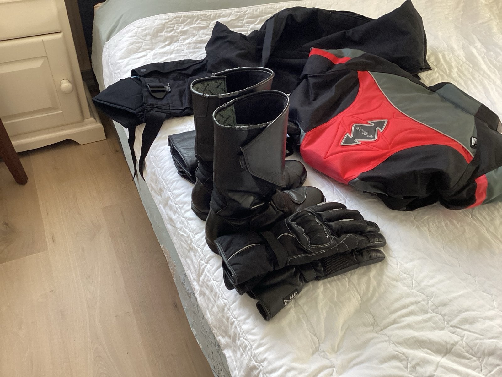 Motoroutfit: Jas, Broek, Laarzen, GRATIS ,zie foto 1 koop, Ophalen of Verzenden, Tweedehands, Heren, Jas | textiel