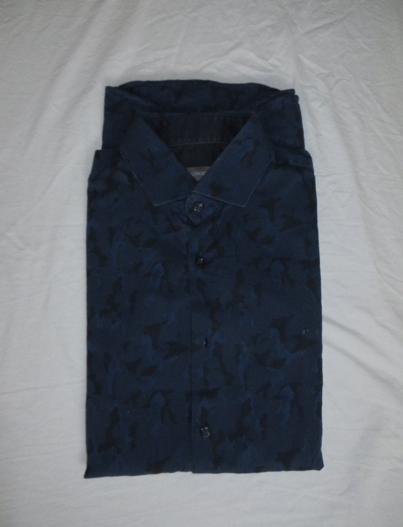 Donkerblauw gemêleerd overhemd, maat S, Angelo Litrico, Kleding | Heren, Overhemden, Blauw, Ophalen of Verzenden, Zo goed als nieuw