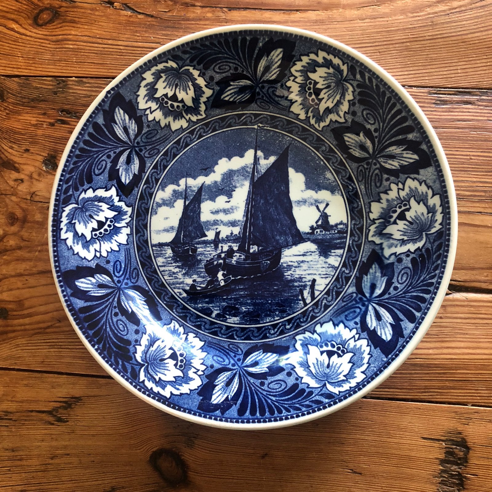 Delfts blauw wandbord aardewerk 23 cm, Antiek en Kunst, Antiek | Wandborden en Tegels, Ophalen of Verzenden