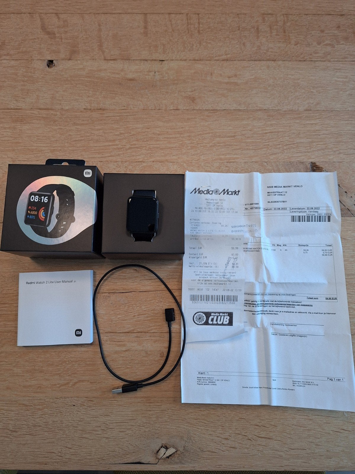 Redmi Watch 2 Lite met factuur en originele doos, GPS, Zwart, Ophalen of Verzenden, Zo goed als nieuw