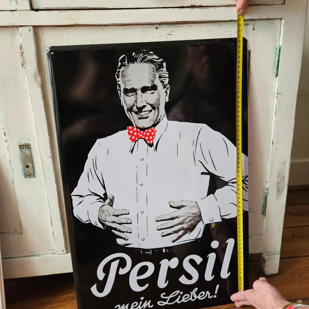 Reclamebord wasmiddel Persil - afbeelding tweezijdig. Metaal, Verzamelen, Ophalen of Verzenden, Zo goed als nieuw, Reclamebord