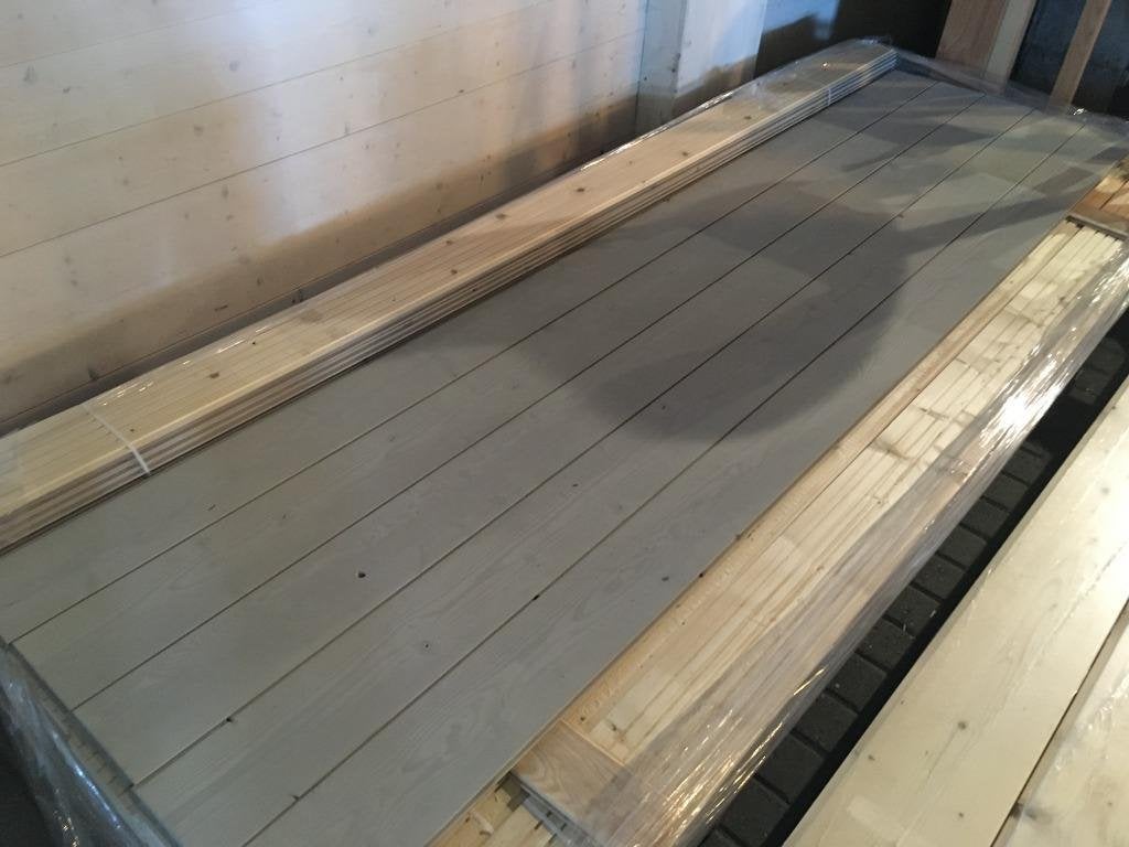 Wandbeschot, plafonddelen 13x135  2m65 lang grijs geborsteld, Ophalen of Verzenden, Nieuw, Grijs