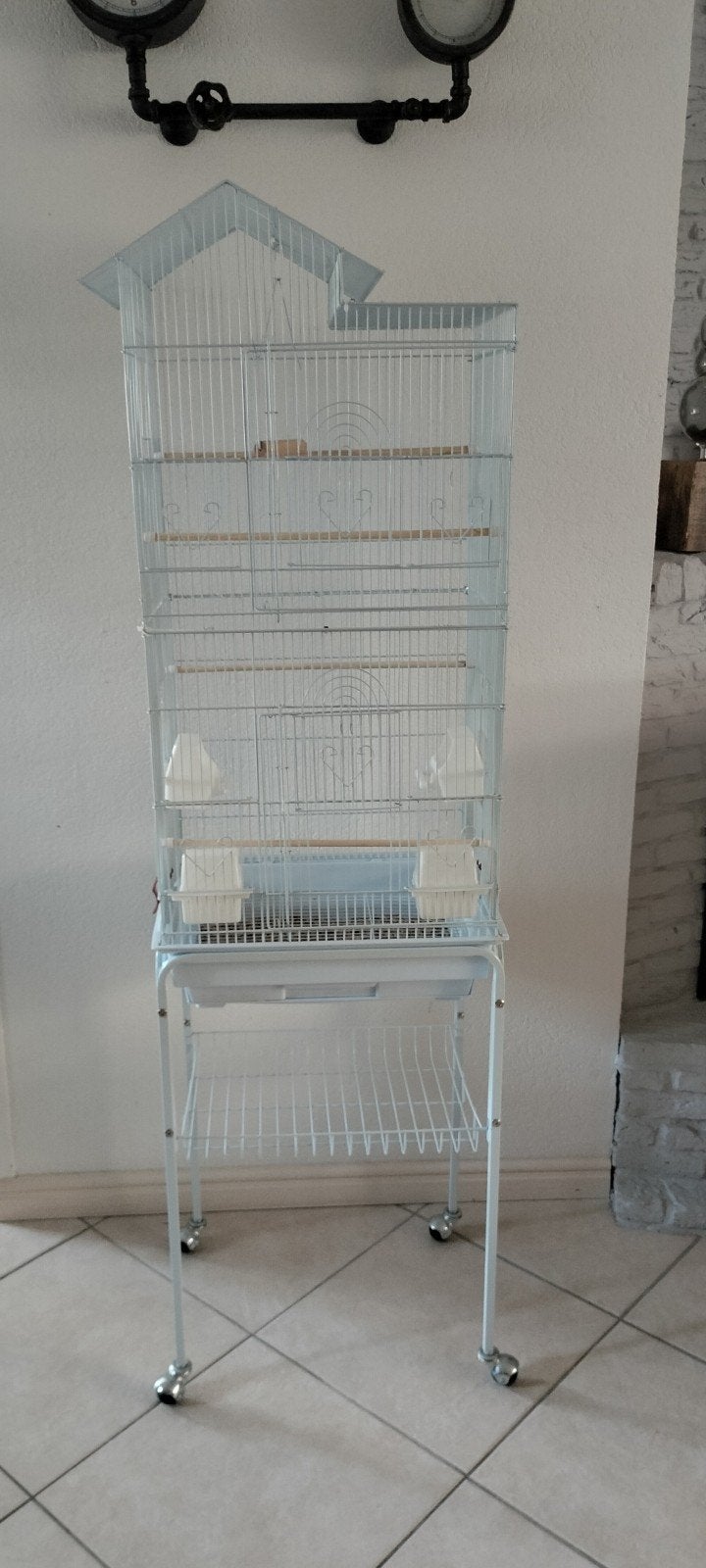 Mooie hoge vogelkooi, Dieren en Toebehoren, Ophalen, Zo goed als nieuw, Metaal, Vogelkooi