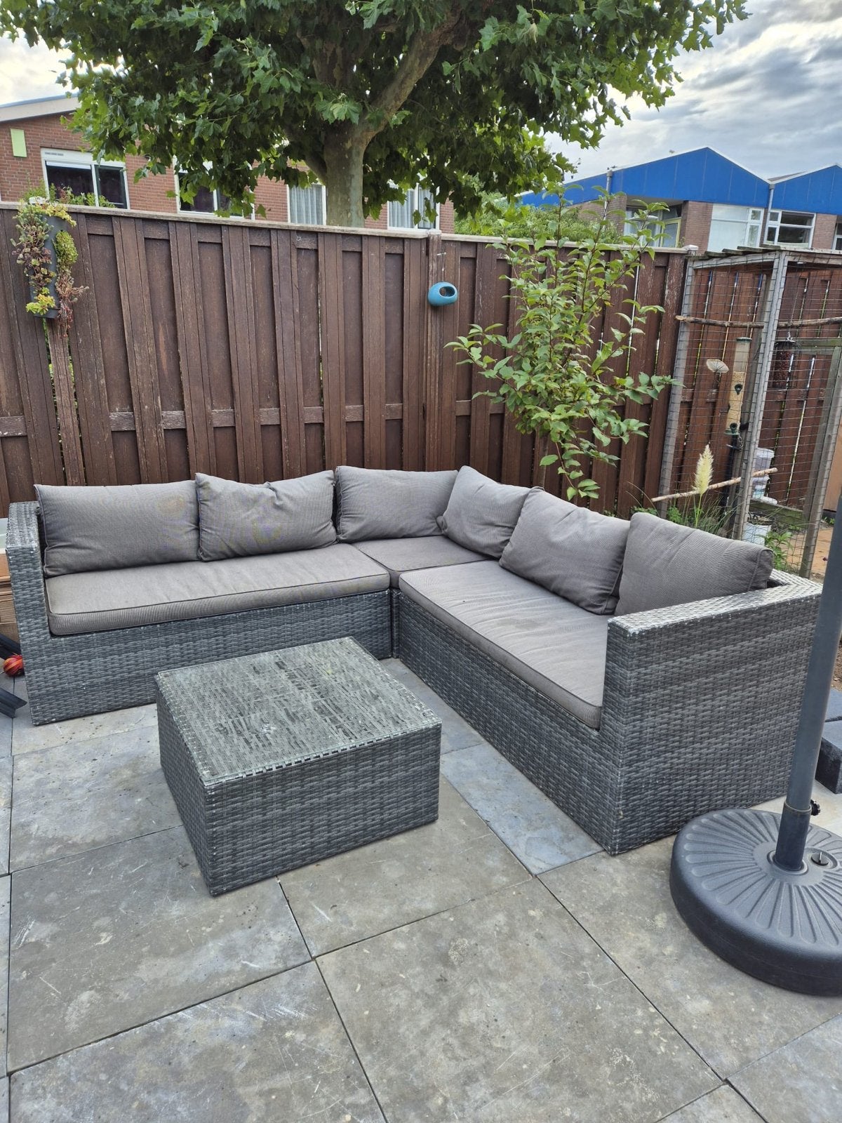 Garden Impressions Loungeset - Wicker Grijs, Tuin en Terras, 5 zitplaatsen, Gebruikt, Ophalen of Verzenden, Loungeset