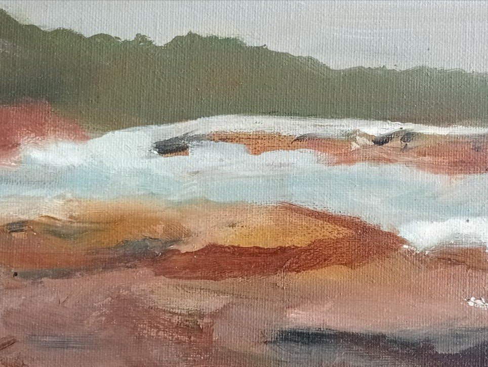 Kust landschap olieverf op doek, Ophalen of Verzenden