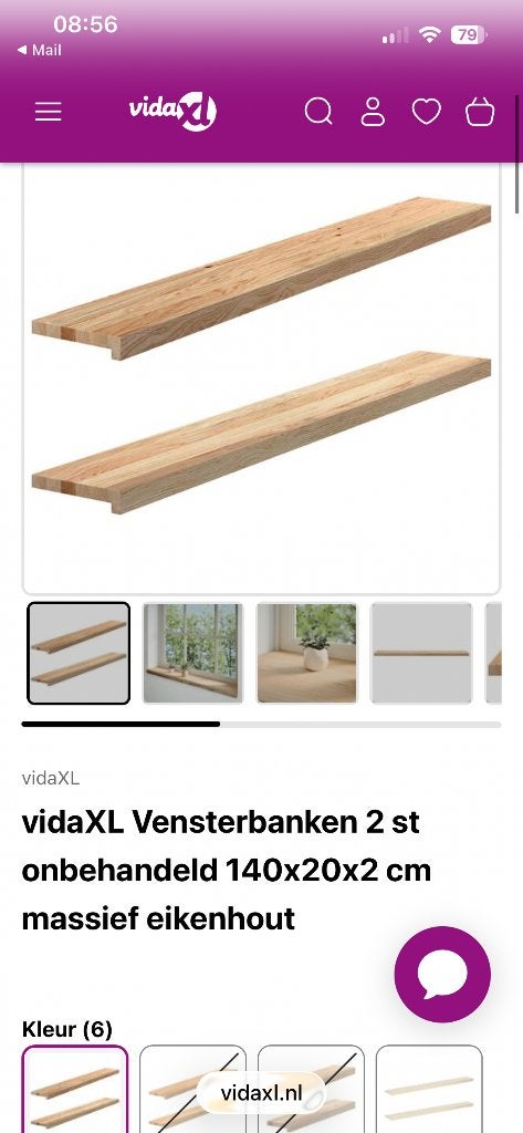 Overzet vensterbank NIEUW, Ophalen, 100 tot 150 cm, Vensterbanken, Eiken
