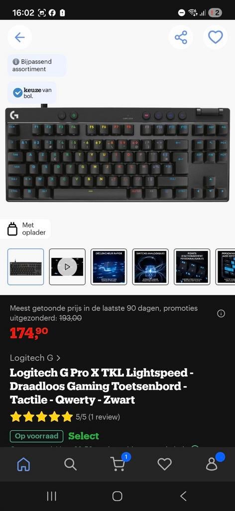 Logitech G Pro X TKL Lightspeed Toetsenbord en Muis, Ophalen of Verzenden