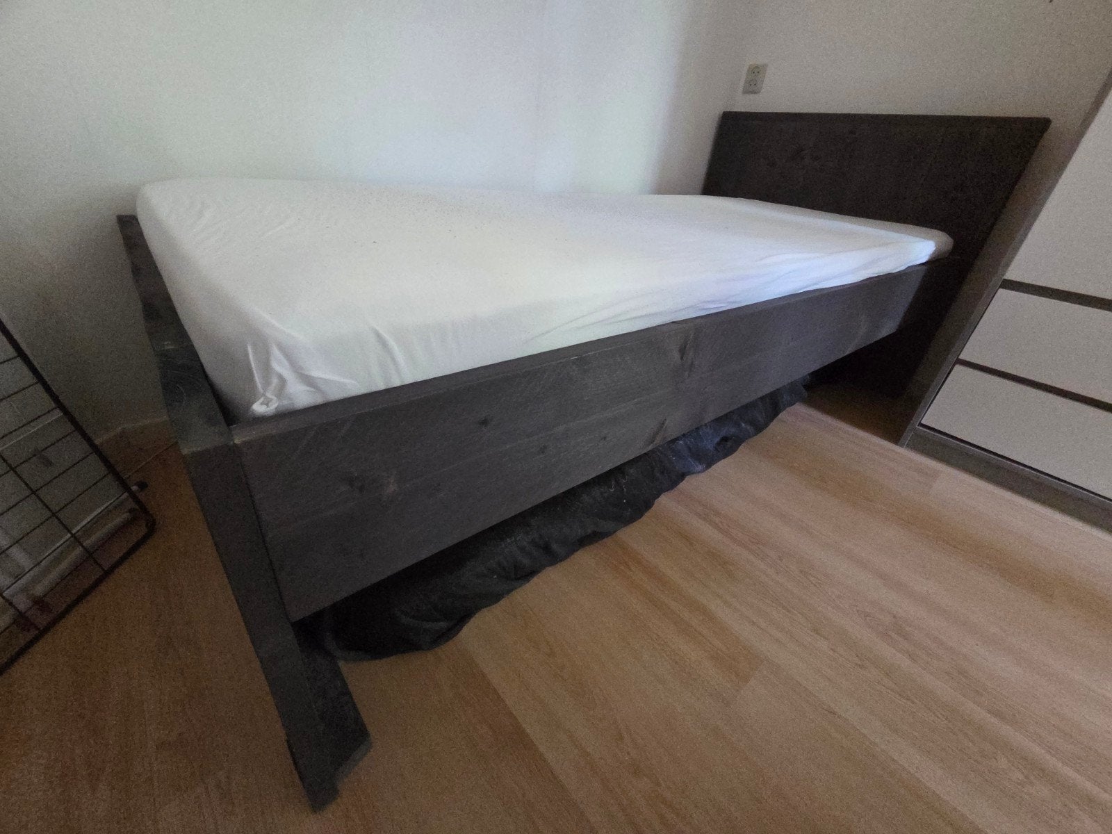 Steigerhouten bed 95x213 cm met hoofdbord, matrasmt 90 x 200, Ophalen, Gebruikt, 90 cm, Eenpersoons