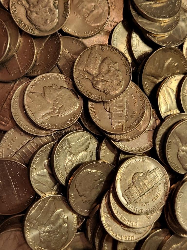 Vele munten USA nickels 5 cent voor gokkast 100 voor €17,50, Ophalen of Verzenden, Koningin Wilhelmina, Overige waardes