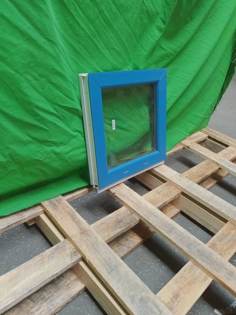 Kunststof Vast kozijn b50 x h50 cm Blauw  -2630-, Niet ingevuld, Kunststof, Minder dan 75 cm, Raamkozijn