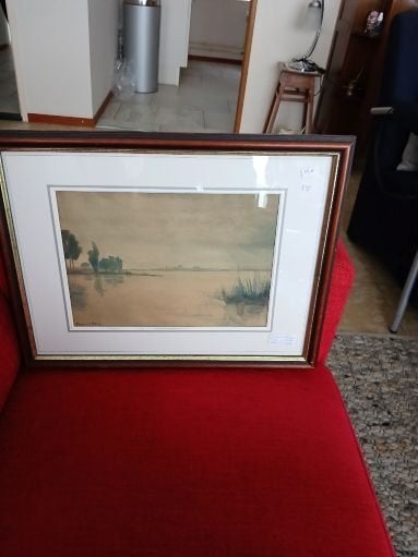 Mooie aquarel Fons vd Berg, Plasgezicht  N-H,(adv377), Maritiem / water, Ophalen of Verzenden, Papier, Origineel werk