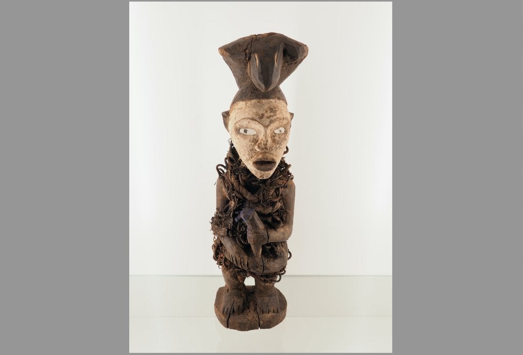 Div. Afr. Kunst oa Nkisi Congo met Cobra (170801-05), Hout, Afrika, 53 cm, Ophalen of Verzenden