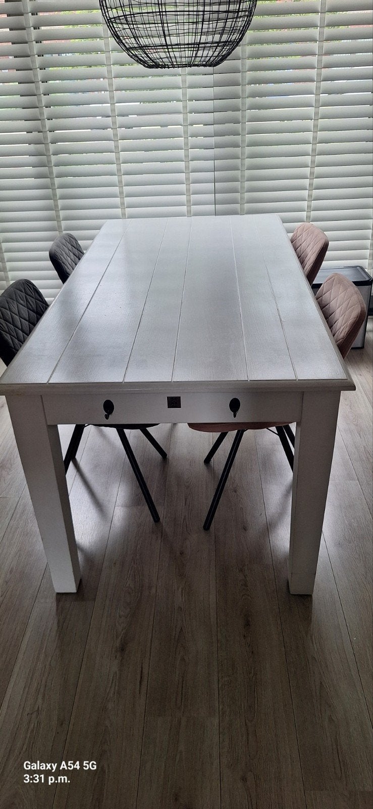 Riviera Maison eettafel 180x90 cm met mandjes en haken, Huis en Inrichting, Tafels | Eettafels, Ophalen, Gebruikt, Landelijk, Riviera Maison