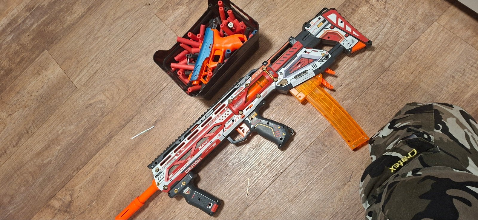 X-Shot Longshot Blaster met Accessoires, Ophalen of Verzenden, Zo goed als nieuw